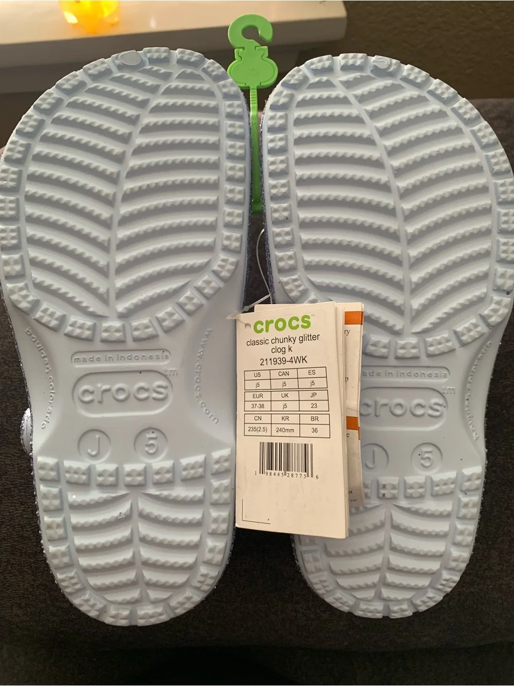 NWT - Kids' Classic Chunky Glitter Clog - Blue Frost/Purple Glitter Size J5